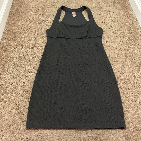 Free People Peek A Boo Mesh Mini Dress Gray Bodycon Size Medium - Picture 1 of 7